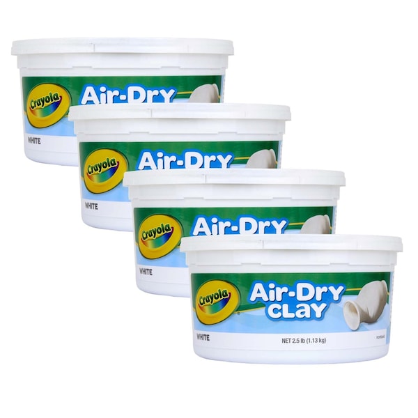 Crayola Air-Dry Clay, 2.5 lbs Resealable Bucket, White, PK4 BIN575050 - main